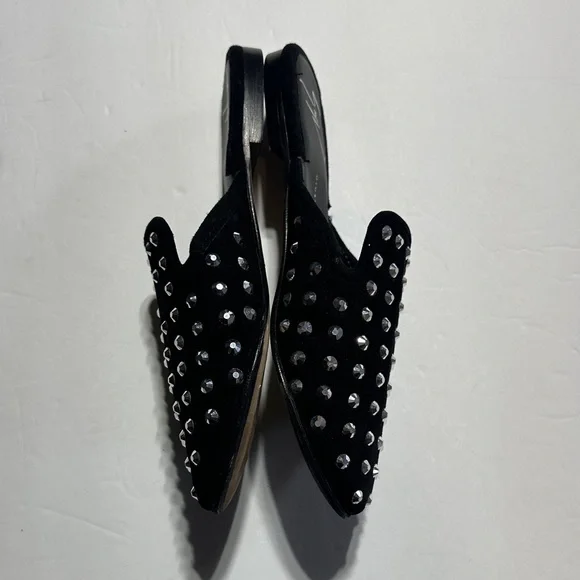 Giuseppe Zanotti Black suede Mules with Silver Studs low heel made in Italy 36 - Picture 4 of 8